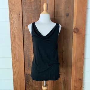 Michael Stars Black Cowl Neck Sleeveless Slub Tank One Size